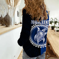 Custom Rakahanga Of Cook Islands Women Casual Shirt Mix Half Black LT6 - Polynesian Pride