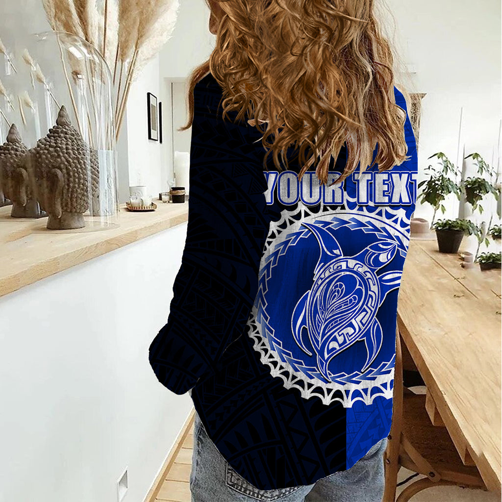 Custom Pukapuka Of Cook Islands Women Casual Shirt Mix Half Black LT6 - Polynesian Pride