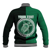 Custom Mitiaro Of Cook Islands Baseball Jacket Mix Half Black LT6 - Polynesian Pride