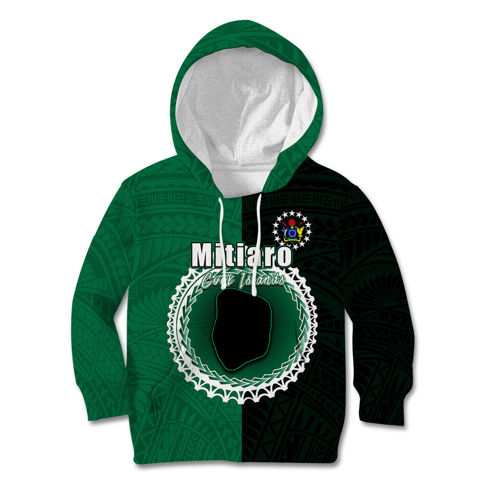 Custom Mitiaro Of Cook Islands Kid Hoodie Mix Half Black LT6 Green - Polynesian Pride