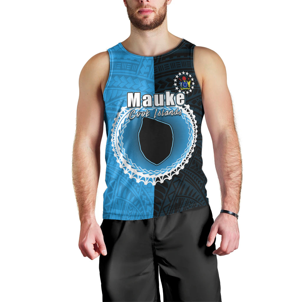 Custom Mauke Of Cook Islands Men Tank Top Mix Half Black LT6 - Polynesian Pride