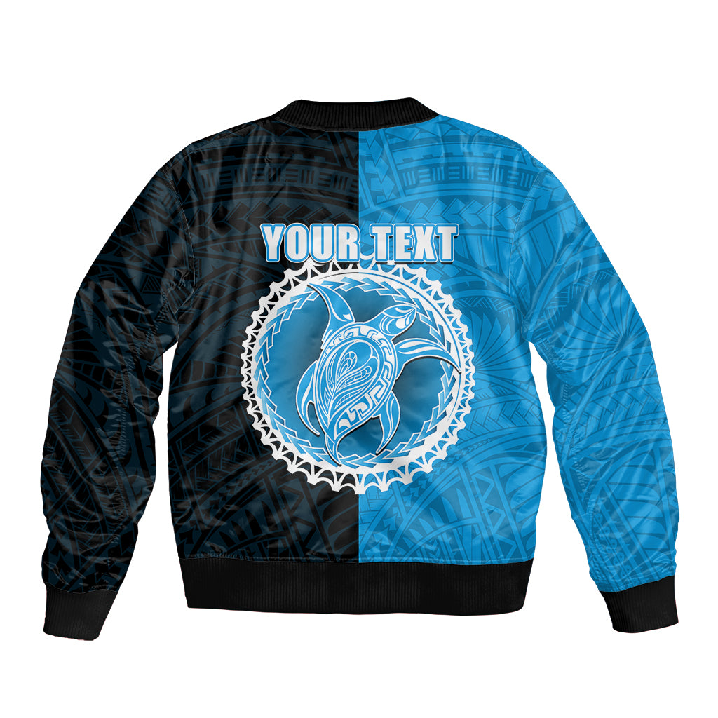 Custom Mauke Of Cook Islands Sleeve Zip Bomber Jacket Mix Half Black LT6 - Polynesian Pride