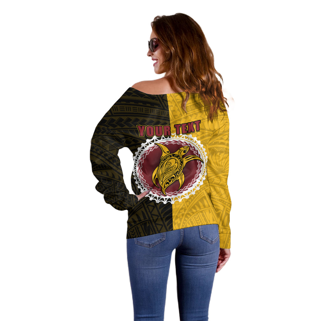 Custom Manihiki Of Cook Islands Off Shoulder Sweater Mix Half Black LT6 - Polynesian Pride