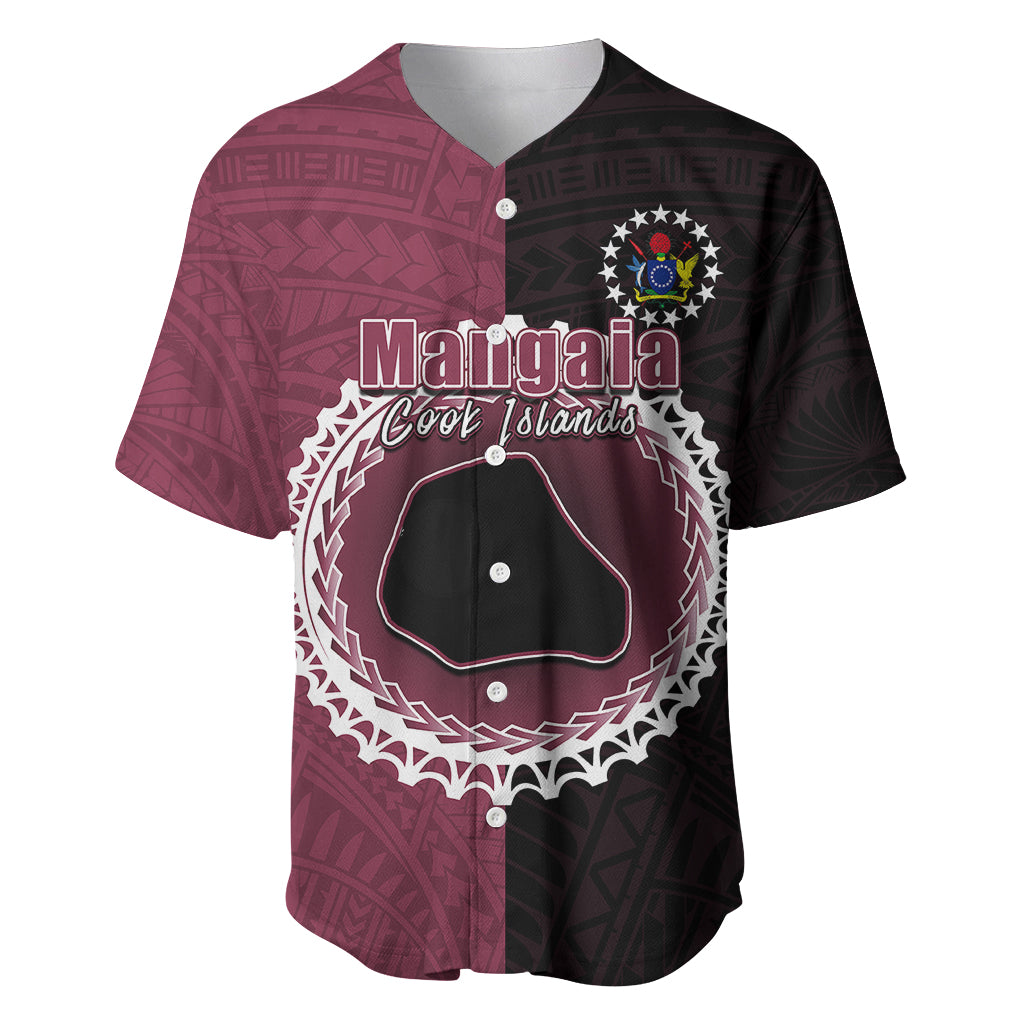 Custom Mangaia Of Cook Islands Baseball Jersey Mix Half Black LT6 Maroon - Polynesian Pride