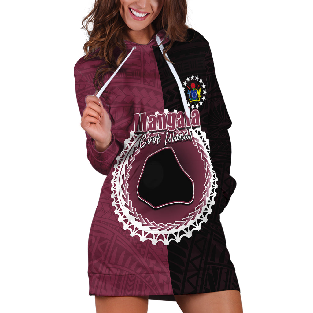 Custom Mangaia Of Cook Islands Hoodie Dress Mix Half Black LT6 Maroon - Polynesian Pride