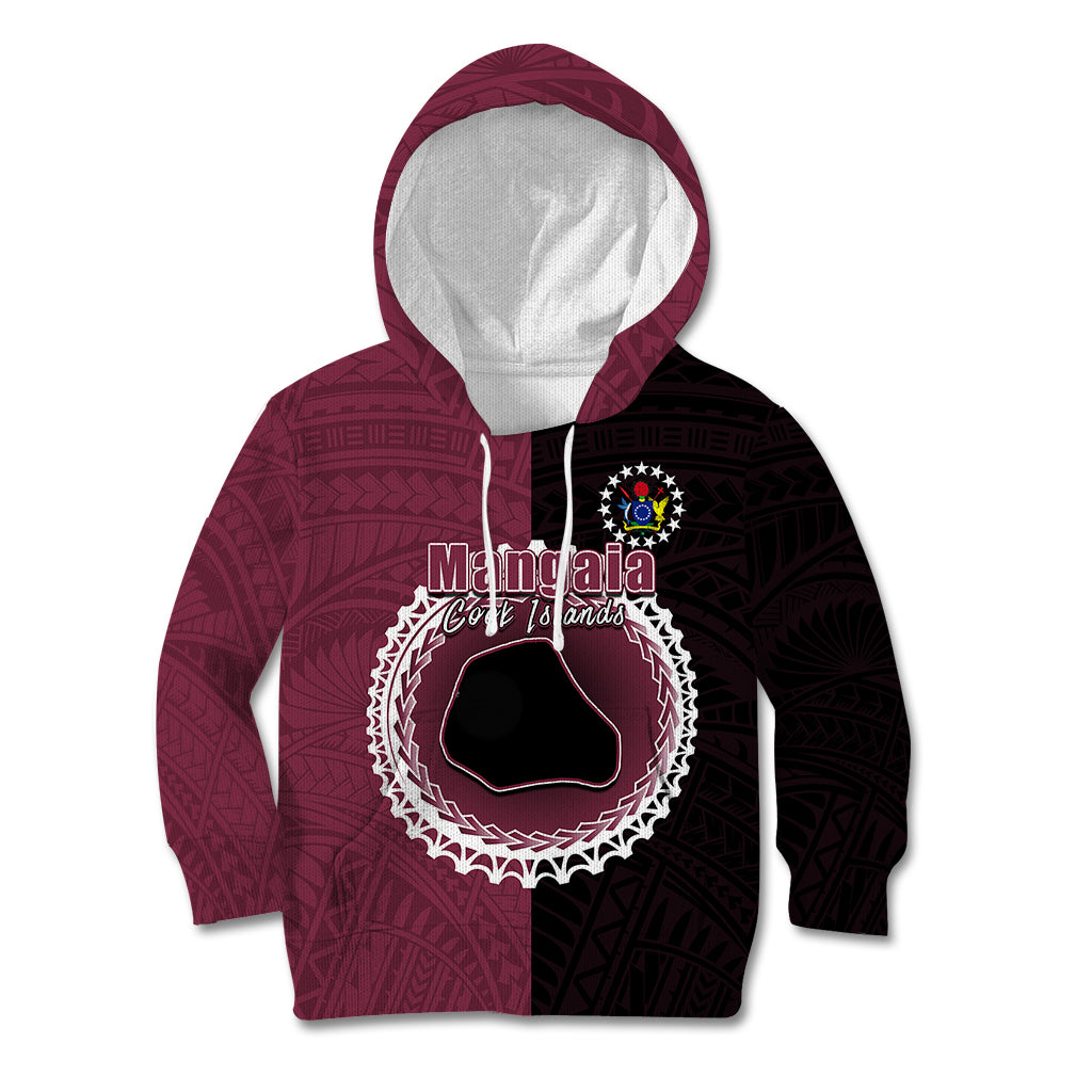 Custom Mangaia Of Cook Islands Kid Hoodie Mix Half Black LT6 Maroon - Polynesian Pride