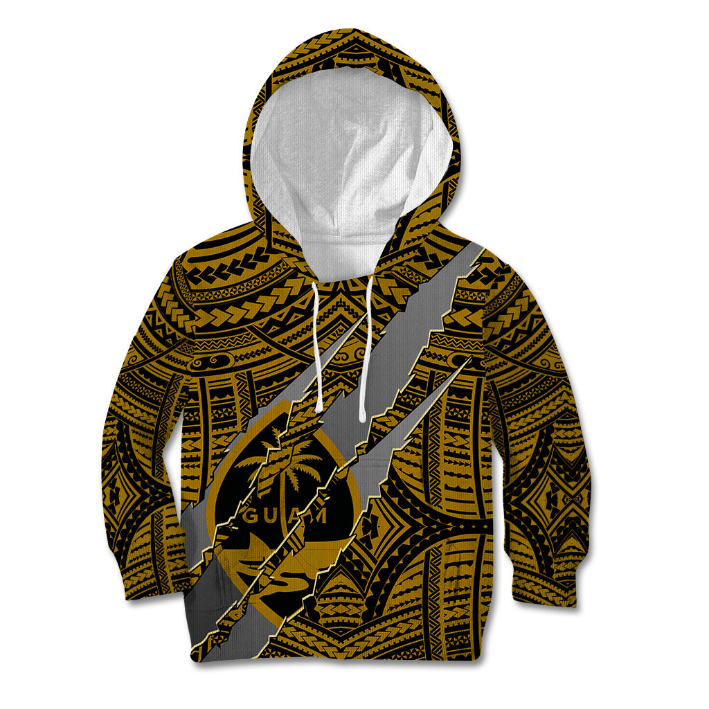 Polynesian Guam Kid Hoodie with Coat Of Arms Claws Style - Gold LT6 Hoodie Gold - Polynesian Pride