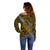 Polynesian Guam Off Shoulder Sweater with Coat Of Arms Claws Style - Gold LT6 - Polynesian Pride