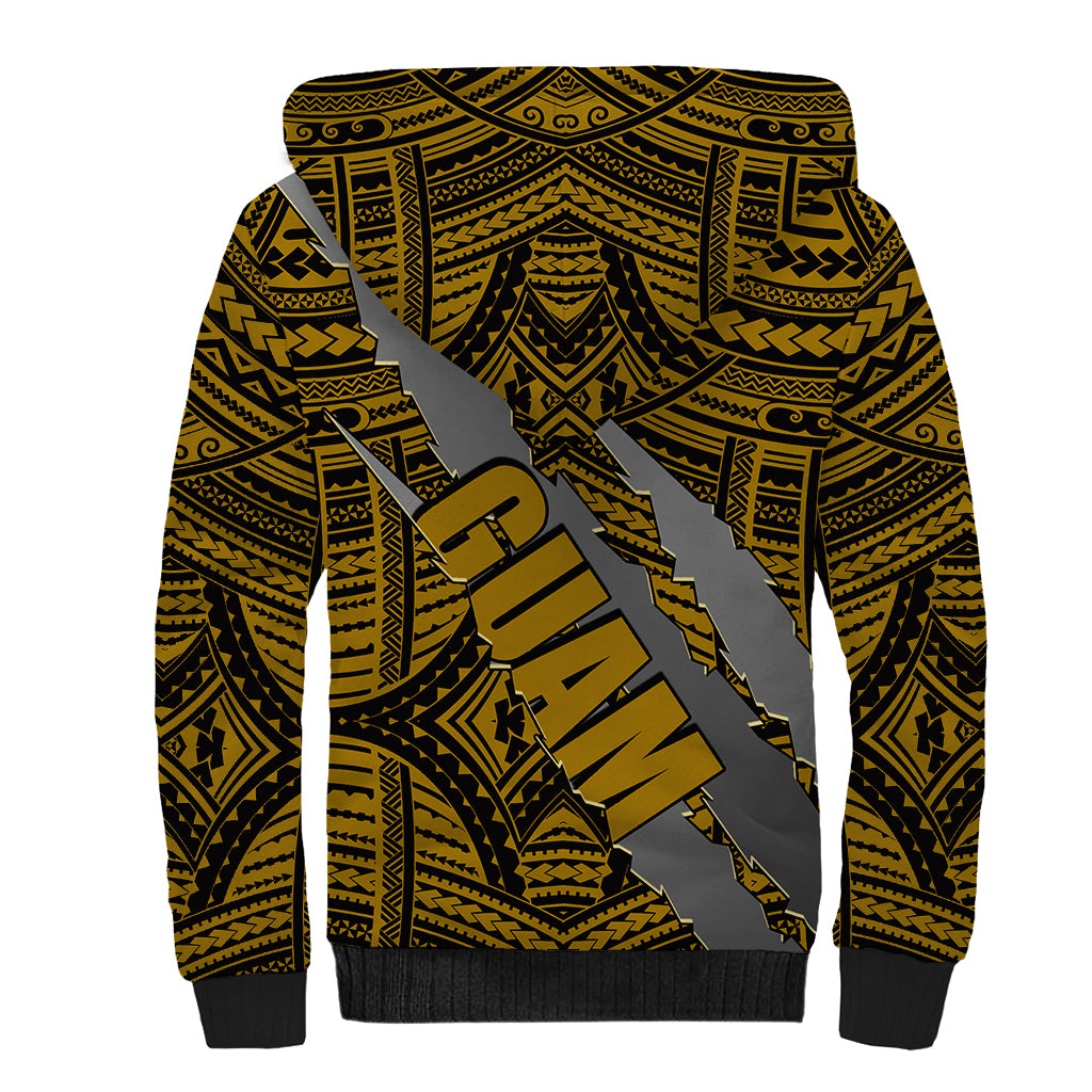Polynesian Guam Sherpa Hoodie with Coat Of Arms Claws Style - Gold LT6 - Polynesian Pride