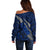 Polynesian Guam Off Shoulder Sweater with Coat Of Arms Claws Style - Blue LT6 - Polynesian Pride