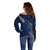 Polynesian Guam Off Shoulder Sweater with Coat Of Arms Claws Style - Blue LT6 - Polynesian Pride