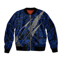 Polynesian Guam Sleeve Zip Bomber Jacket with Coat Of Arms Claws Style - Blue LT6 Unisex Blue - Polynesian Pride
