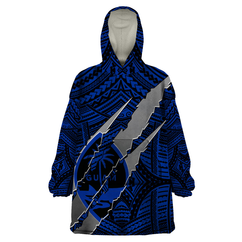 Polynesian Guam Wearable Blanket Hoodie with Coat Of Arms Claws Style - Blue LT6 One Size Blue - Polynesian Pride