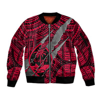 Polynesian Guam Sleeve Zip Bomber Jacket with Coat Of Arms Claws Style - Red LT6 Unisex Red - Polynesian Pride