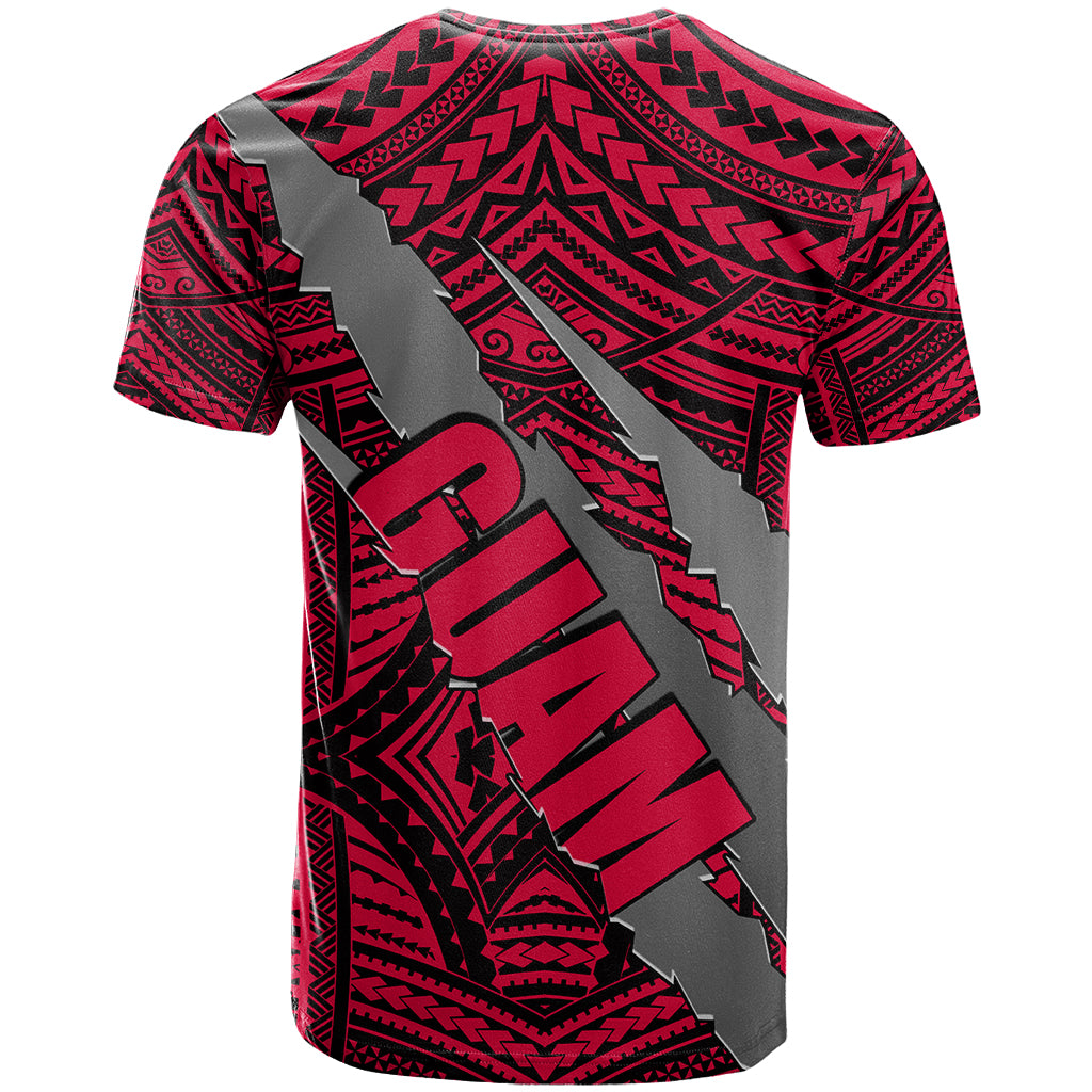 Polynesian Guam T Shirt with Coat Of Arms Claws Style Red LT6 - Polynesian Pride