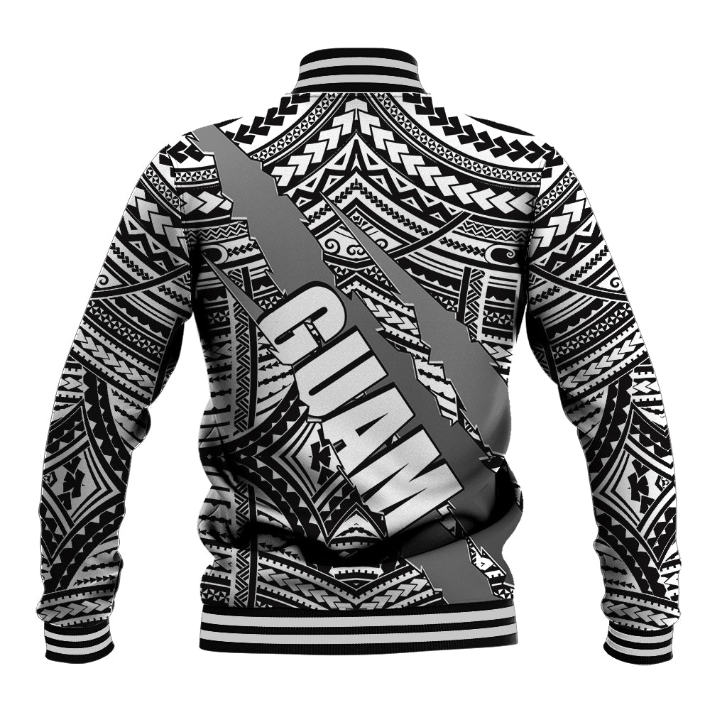 Polynesian Guam Baseball Jacket with Coat Of Arms Claws Style - White LT6 - Polynesian Pride