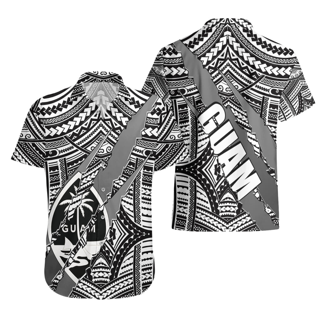 Polynesian Guam Hawaiian Shirt with Coat Of Arms Claws Style - White LT6 - Polynesian Pride