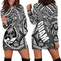 Polynesian Guam Hoodie Dress with Coat Of Arms Claws Style - White LT6 - Polynesian Pride