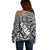 Polynesian Guam Off Shoulder Sweater with Coat Of Arms Claws Style - White LT6 - Polynesian Pride