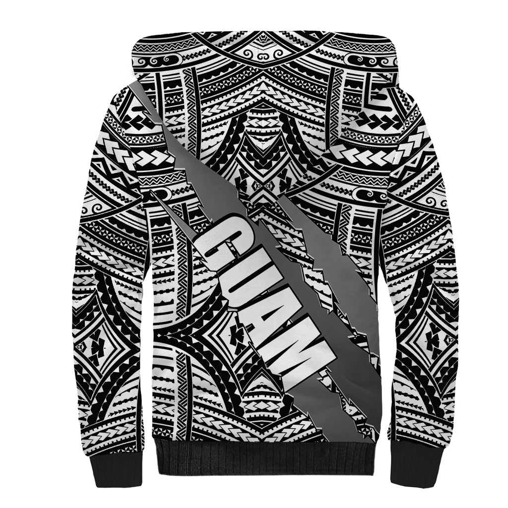 Polynesian Guam Sherpa Hoodie with Coat Of Arms Claws Style - White LT6 - Polynesian Pride