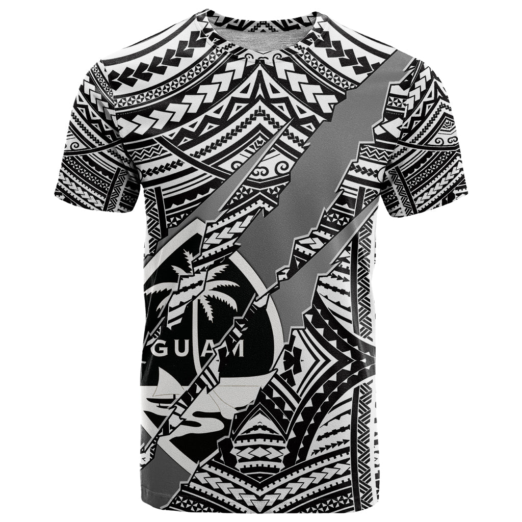 Polynesian Guam T Shirt with Coat Of Arms Claws Style White LT6 White - Polynesian Pride