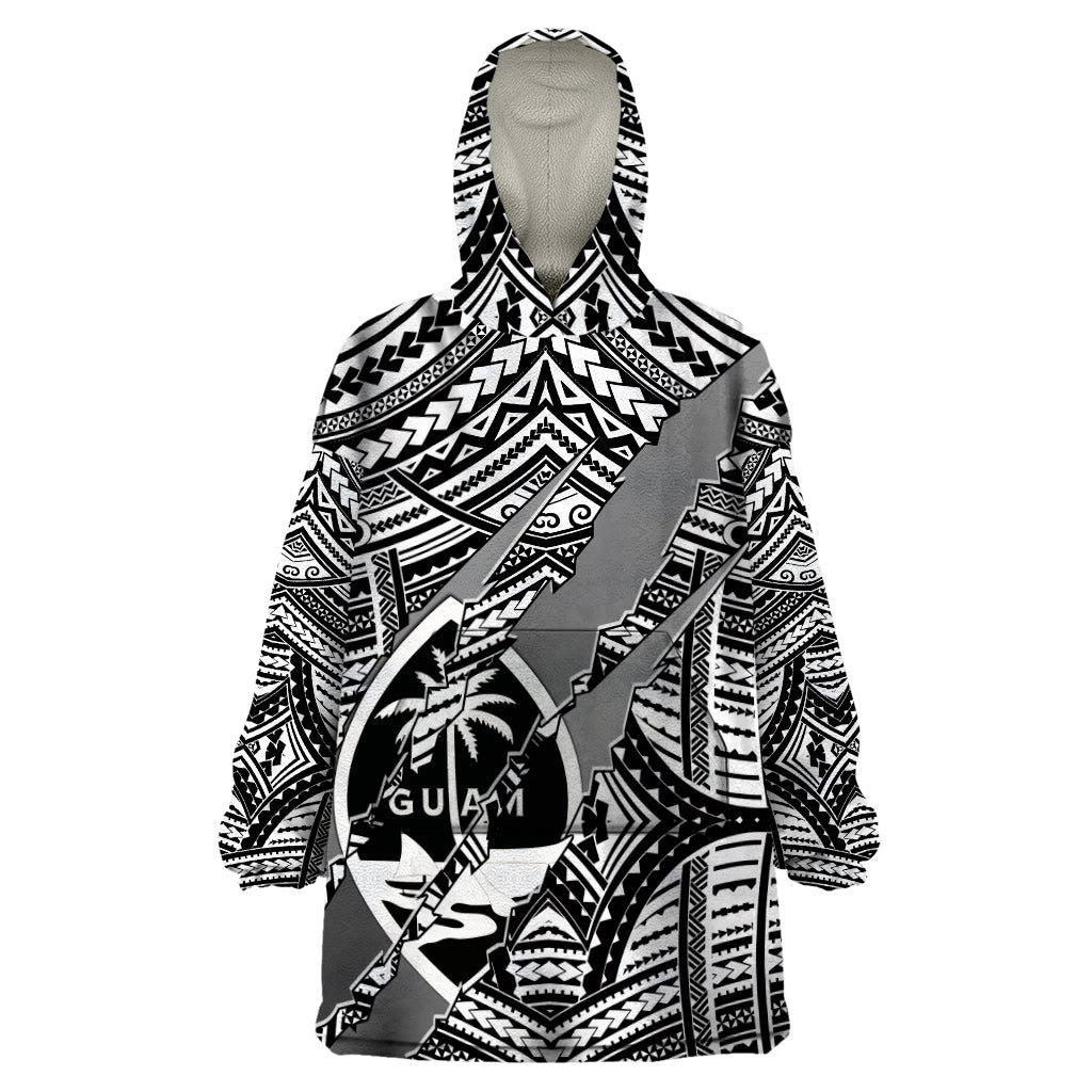 Polynesian Guam Wearable Blanket Hoodie with Coat Of Arms Claws Style - White LT6 One Size White - Polynesian Pride