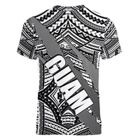 Polynesian Guam Women V Neck T Shirt with Coat Of Arms Claws Style - White LT6 - Polynesian Pride