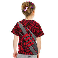 Polynesian Fiji Kid T Shirt with Coat Of Arms Claws Style - Red LT6 - Polynesian Pride