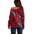 Polynesian Fiji Off Shoulder Sweater with Coat Of Arms Claws Style - Red LT6 - Polynesian Pride