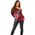 Polynesian Fiji Off Shoulder Sweater with Coat Of Arms Claws Style - Red LT6 - Polynesian Pride