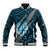 Polynesian Fiji Baseball Jacket with Coat Of Arms Claws Style - Blue LT6 Unisex Blue - Polynesian Pride