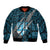 Polynesian Fiji Bomber Jacket with Coat Of Arms Claws Style - Blue LT6 Unisex Blue - Polynesian Pride