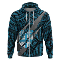 Polynesian Fiji Hoodie with Coat of Arms Claws Style Blue LT6 - Polynesian Pride