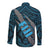 Polynesian Fiji Long Sleeve Button Shirt with Coat Of Arms Claws Style - Blue LT6 - Polynesian Pride