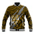 Polynesian Fiji Baseball Jacket with Coat Of Arms Claws Style - Gold LT6 Unisex Gold - Polynesian Pride