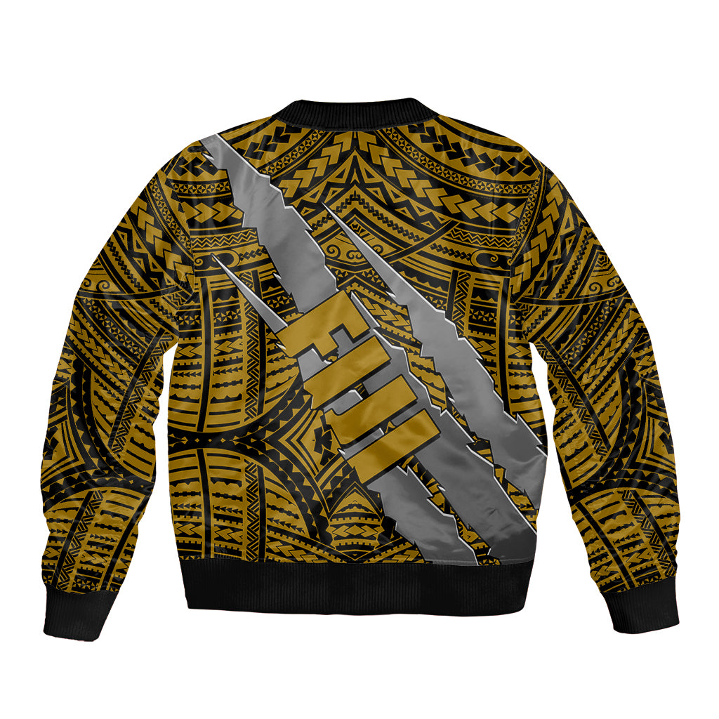 Polynesian Fiji Bomber Jacket with Coat Of Arms Claws Style - Gold LT6 - Polynesian Pride