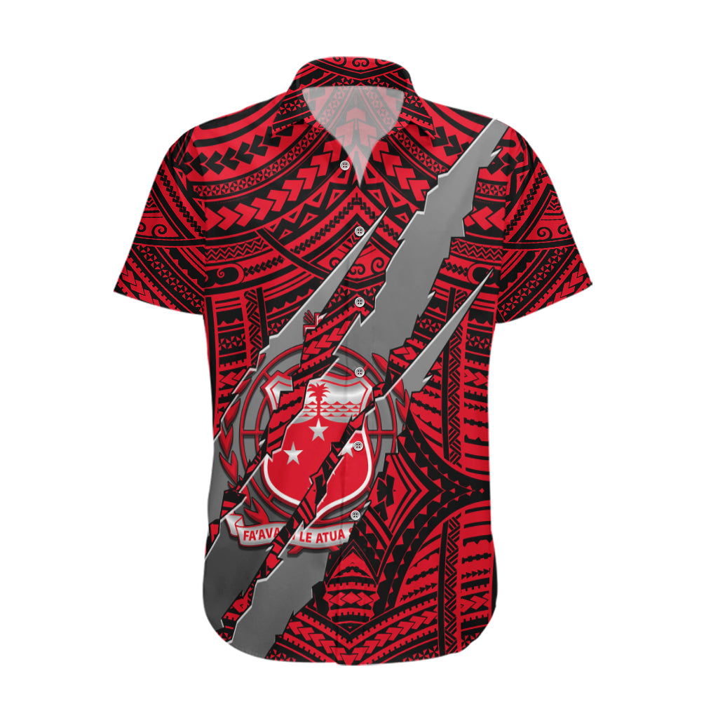 Polynesian Samoa Hawaiian Shirt with Coat Of Arms Claws Style - Red LT6 Red - Polynesian Pride