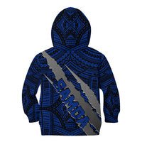 Polynesian Samoa Kid Hoodie with Coat Of Arms Claws Style - Blue LT6 - Polynesian Pride