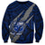 Polynesian Samoa Sweatshirt with Coat Of Arms Claws Style - Blue LT6 Unisex Blue - Polynesian Pride