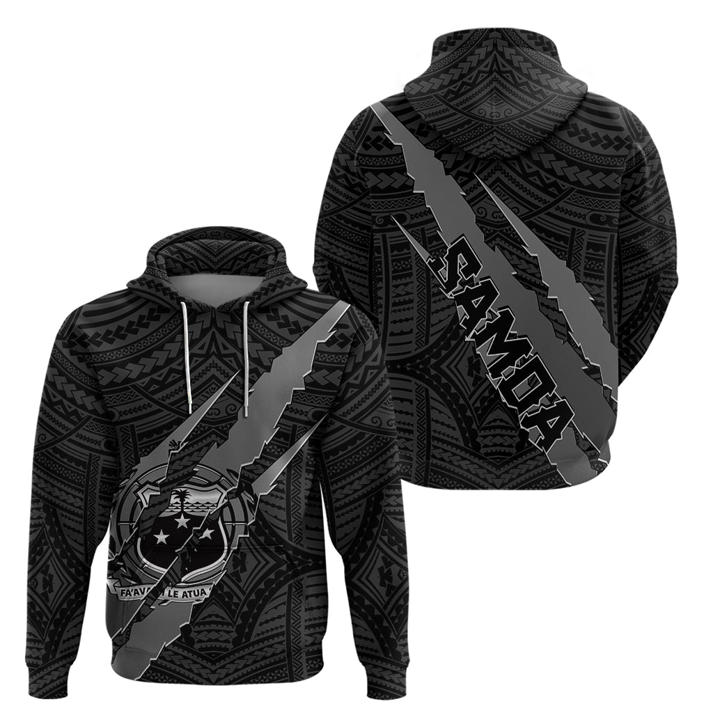 Polynesian Samoa Hoodie with Coat of Arms Claws Style Black LT6 - Polynesian Pride
