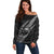 Polynesian Samoa Off Shoulder Sweater with Coat Of Arms Claws Style - Black LT6 Women Black - Polynesian Pride