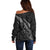 Polynesian Samoa Off Shoulder Sweater with Coat Of Arms Claws Style - Black LT6 - Polynesian Pride