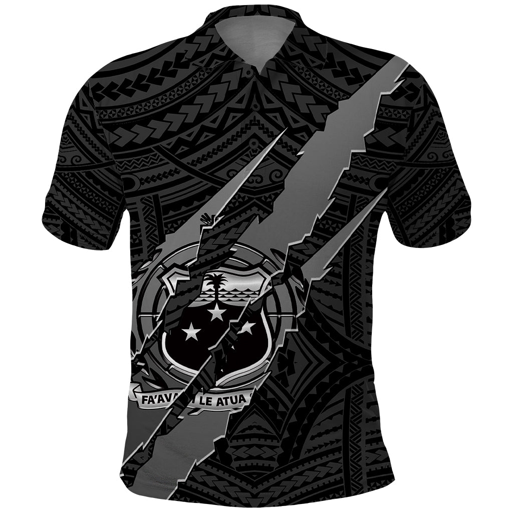 Polynesian Samoa Polo Shirt with Coat Of Arms Claws Style Black LT6 Black - Polynesian Pride