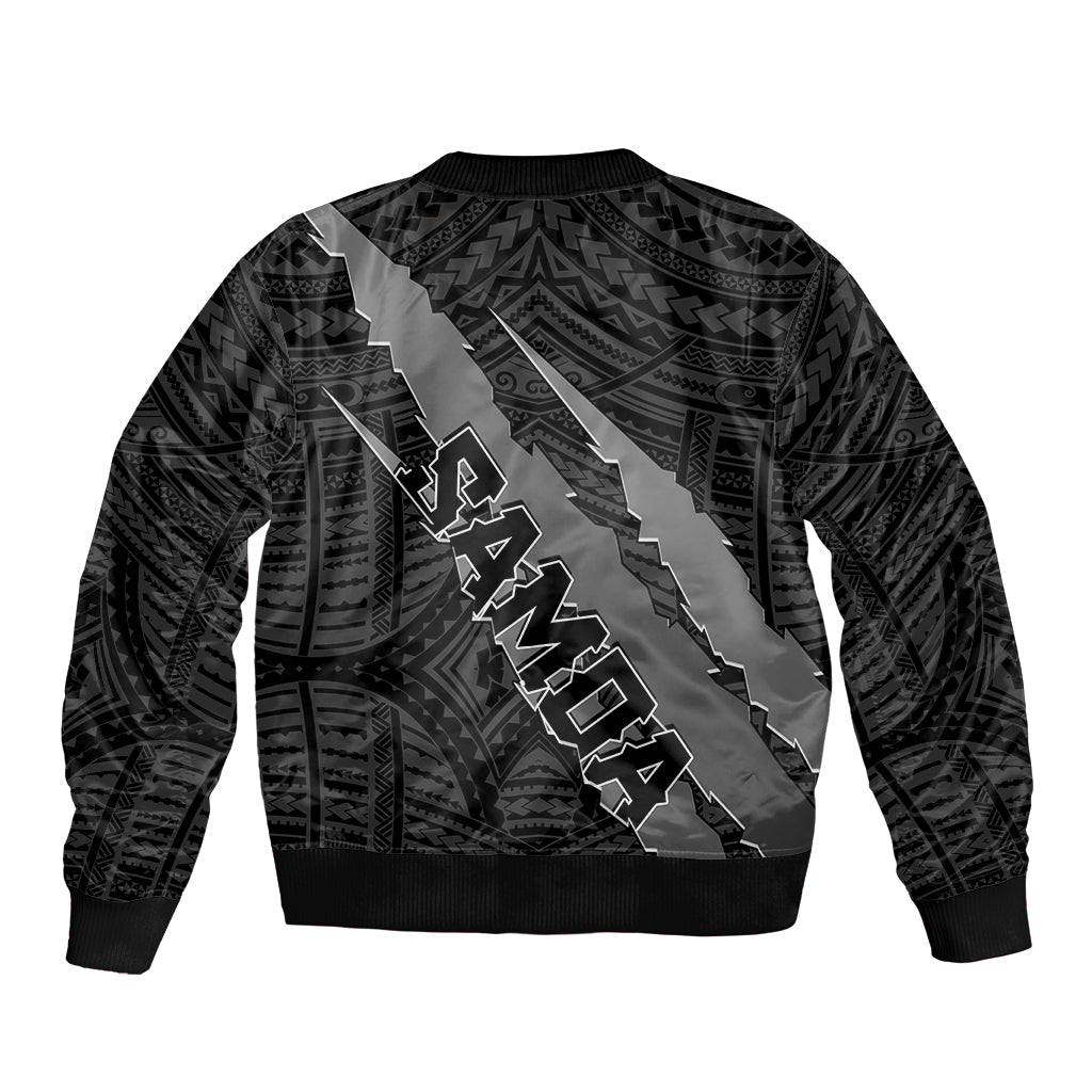 Polynesian Samoa Sleeve Zip Bomber Jacket with Coat Of Arms Claws Style - Black LT6 - Polynesian Pride