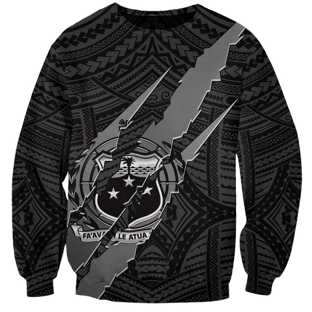 Polynesian Samoa Sweatshirt with Coat Of Arms Claws Style - Black LT6 Unisex Black - Polynesian Pride