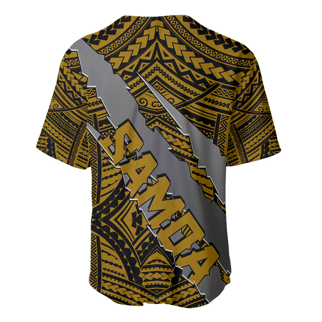 Polynesian Samoa Baseball Jersey with Coat Of Arms Claws Style - Gold LT6 - Polynesian Pride