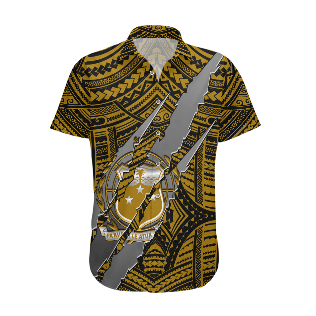 Polynesian Samoa Hawaiian Shirt with Coat Of Arms Claws Style - Gold LT6 Gold - Polynesian Pride