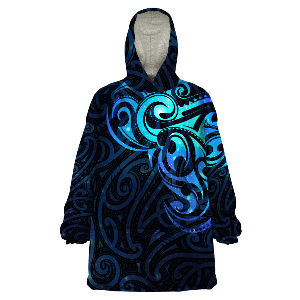 Matariki New Zealand Wearable Blanket Hoodie Maori New Year Galaxy Sky Blue LT6 One Size blue - Polynesian Pride