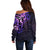 New Zealand Off Shoulder Sweater Maori Matariki Galaxy Sky Purple LT6 - Polynesian Pride