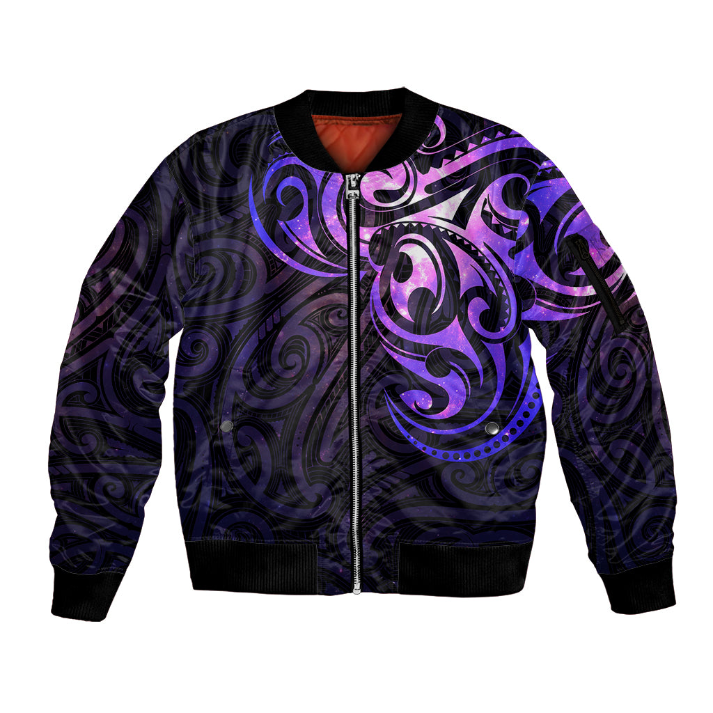 New Zealand Sleeve Zip Bomber Jacket Maori Matariki Galaxy Sky Purple LT6 Unisex Purple - Polynesian Pride